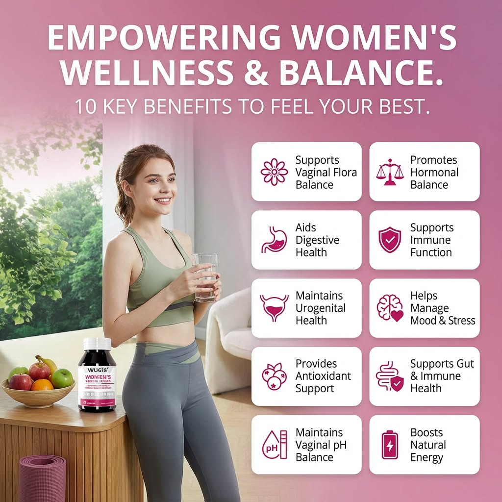 Caring for intimate health, eliminating vaginal odor – promoting gut balance and digestion – women's probiotics and prebiotics supplement