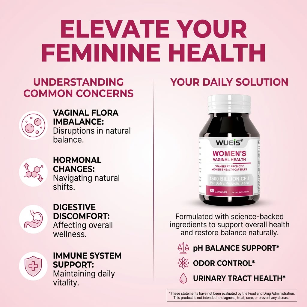 Caring for intimate health, eliminating vaginal odor – promoting gut balance and digestion – women's probiotics and prebiotics supplement